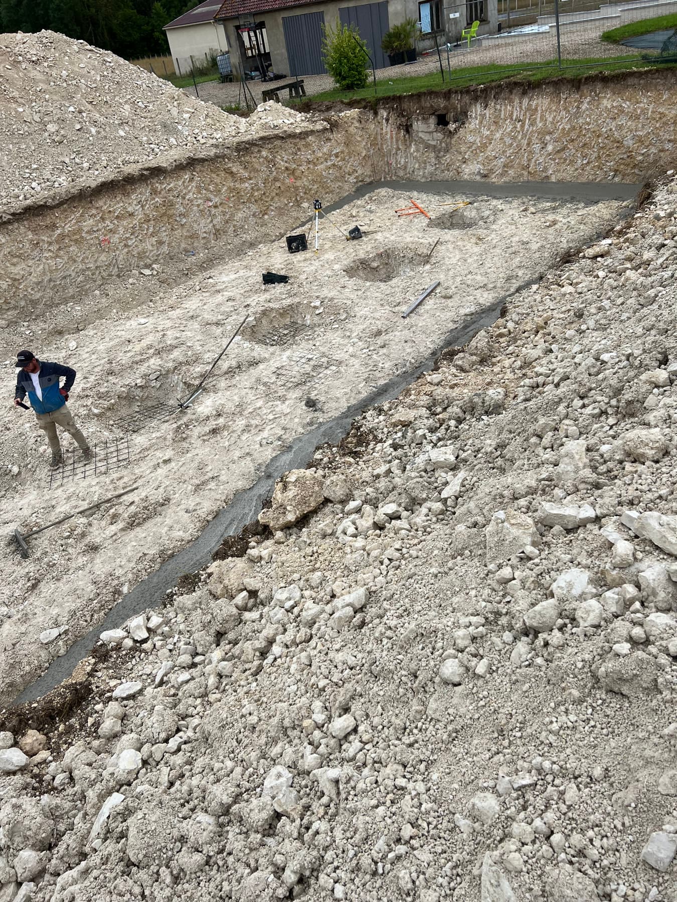 Fondations réalisées au fond de l’excavation.