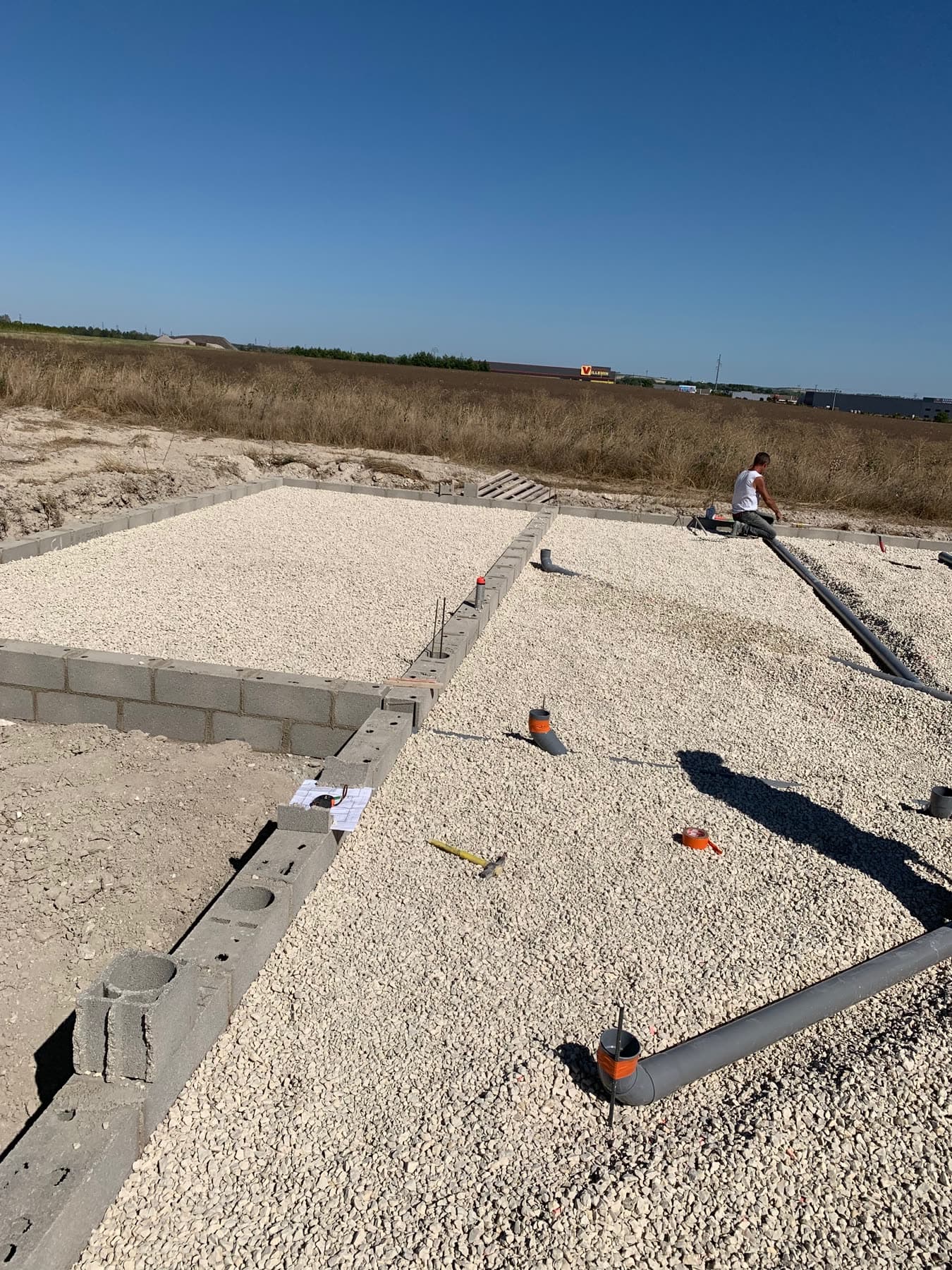 Préparation des réseaux sous la future maison.